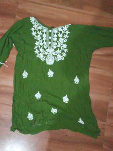Green Embroidered Kurta