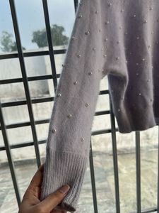 Pearl Embellished Knit Sweater