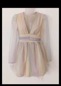 RAINBOW MESH SKATER DRESS