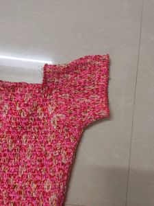 Pink Smocked Floral Dress