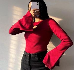 Red Heart Cutout Top