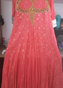 Elegant Coral Ethnic Gown