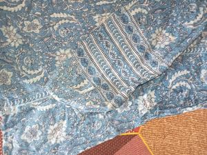 Blue Floral Print Tunic Top