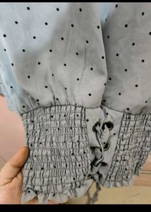Grey Cinched Waist Top