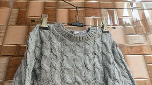 Cozy Grey Cable Knit Sweater