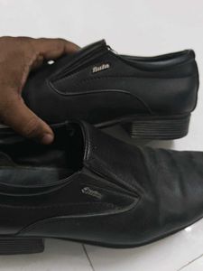Bata Black Leather Slip-On Dress Shoes