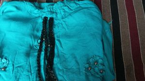 Cute Teal Embellished Top