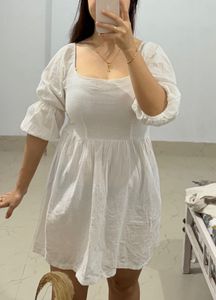 White Puff Sleeve Dress