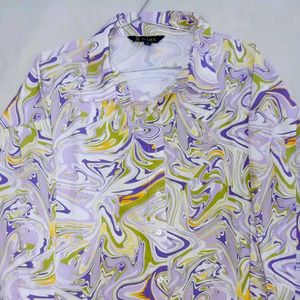 Swirl Print Button-Down Shirt