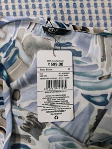 Strapless Slit Ruched Tie-Up Abstract Print Top