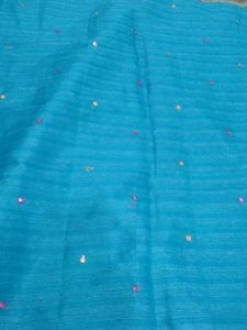 Cotton Organza Sky-blue Saree
