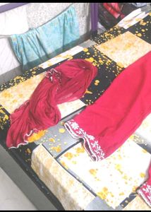 Red Embroidered Kurta Set