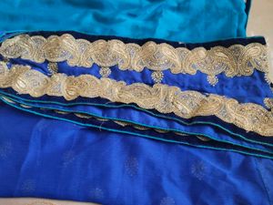 Blue Embroidered Saree &amp; Blouse