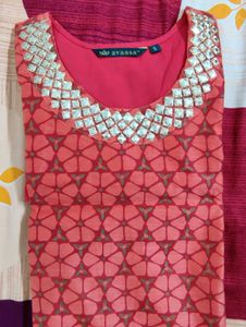 Orange Embellished Kurta