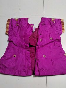 Pink &amp; Gold pattu pavadai set..