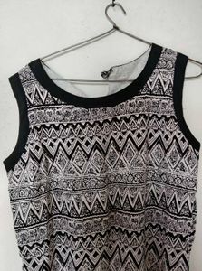Black &amp; White Patterned Midi