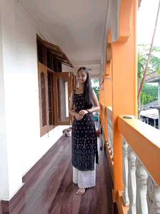 Stylish Black Printed Kurti with White Pants