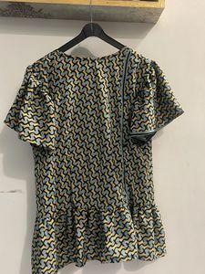 Patterned Ruffle Mini Dress
