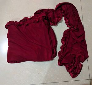 Saaree and blouse Maroon Ready to wear Predraped S