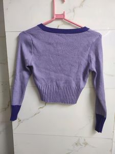 Purple Ribbed Crop Top