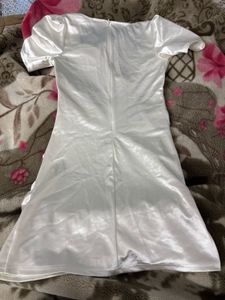 White Satin Mini Dress free size