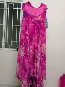 Pink Pure Chiffon Full Umbrella Gown