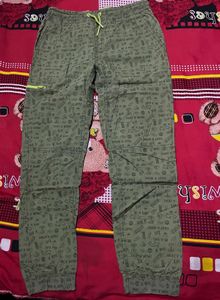 Olive Green Patterned Joggers unisex