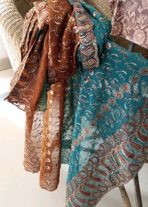 Blue-Brown Fully Embellished Bridal Dupatta