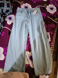 Blue wide leg jeans