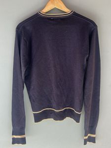 Navy Cardigan with Gold Trim