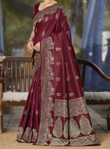 New Maroon Banarasi Saree&amp; Blouse Pc