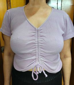Lavender Scrunched Crop Top
