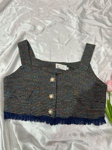 Chic Striped Crop Top with Buttons