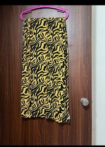 Mustard Yellow &amp; Black Printed Stole