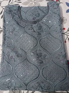 Chikenkari Sequence Work Georgette Kurti