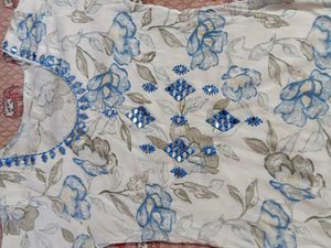 Floral Print Embroidered Kurti