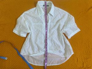 White Striped Sheer Shirt Fits S/M