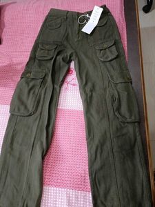 Olive Green Cargo Pants - 28 inches