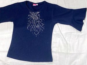 Navy Embellished Top