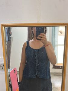 Denim Lace-Up Tank