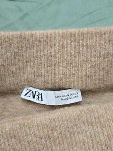 Beige Knit Wrap effect Skirt