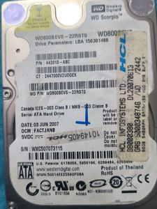 80 GB WD LAPTOP HARDISK 5400 RPM