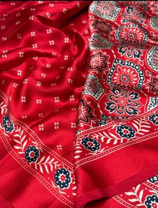 Elegant Red Printed Saree