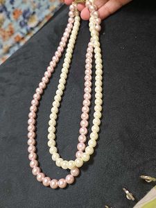 Pink And White Double Layer Pearl Mala