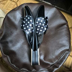 Chic Black Mules with Polka Dot Bow