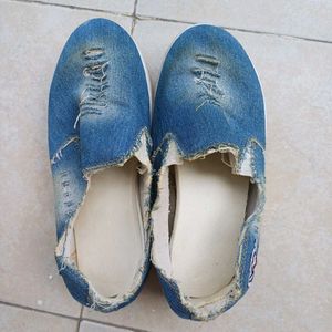 Korean Platform Distressed Denim shoes for ladies