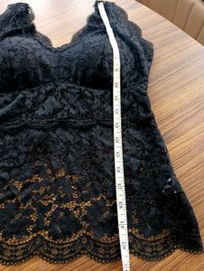 Black Stretchable Lace Tank Top