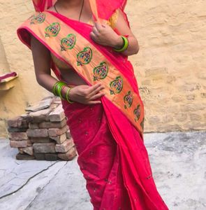 Saree With Golden Blouse