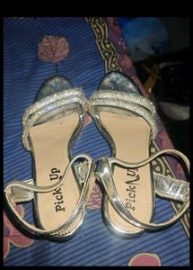Sparkly Silver Wedge Sandals