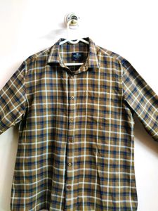men&#39;s brown check patterned shirt